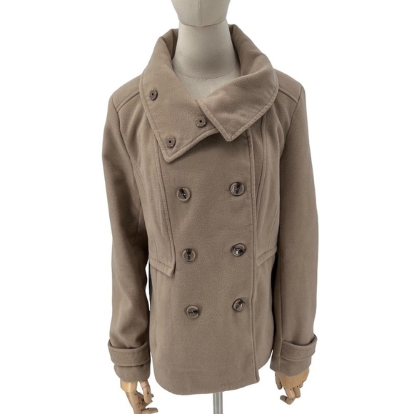 Forever 21 Tan Double Breasted Pea Coat Size Large Women's - Picture 3 of 9